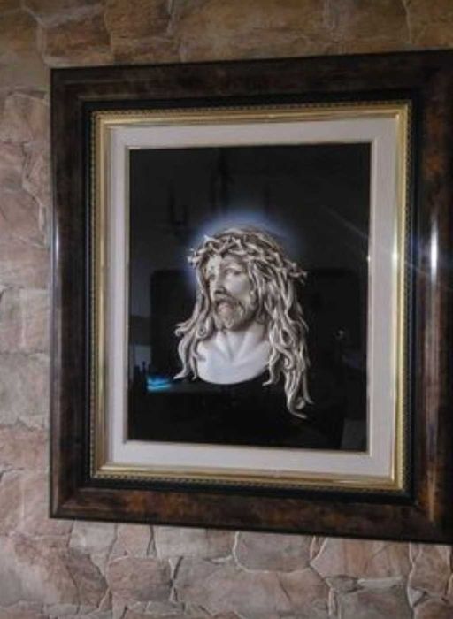 Quadro espelhado de Cristo, toda muldura espelhada