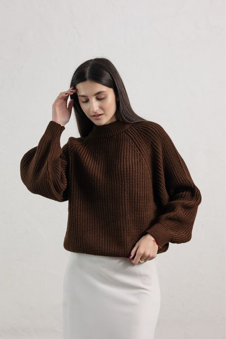 Светр вязаний шоколадний one size