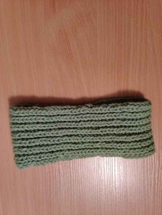 Ciepła, szeroka OPASKA na głowę, wełniana, na zimę, zielona