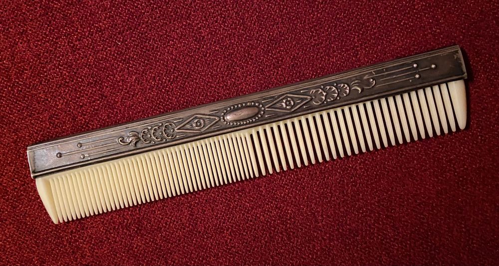 Escova de fatos e pente para cabelo prata portuguesa águia 835 antiga