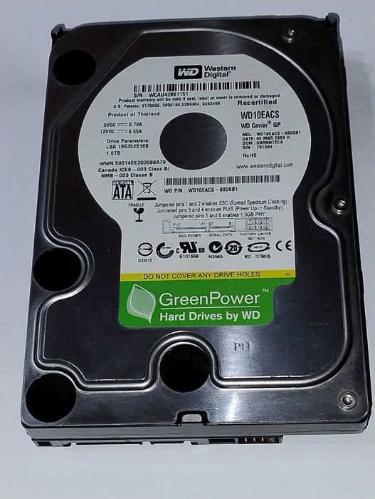 Dysk SATA 3,5 Cala WD o pjemności 1TB WD10EACS