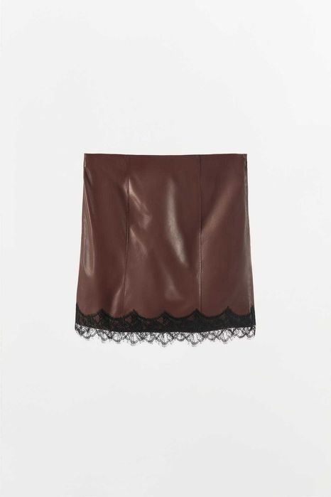 ZARA кожаная юбка с кружевом - LIMITED EDITION 100 %кожа