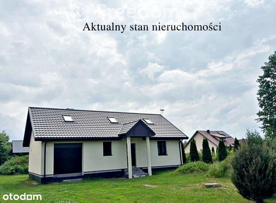 Nowy, parterowy dom + poddasze-na działce 1000 m2