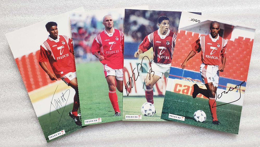 24 Antigos Postais Cromos ~ " Equipa Benfica 1997-98 " ~ Brindes Jornal o Jogo.