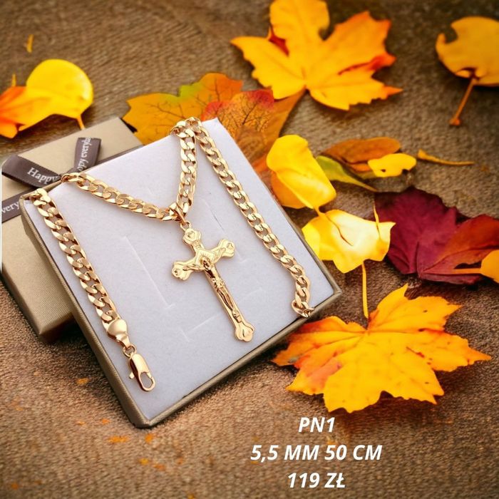 Wzory Pozłacany 18 K Łańcuszek krzyż bransoletka Gwarancja