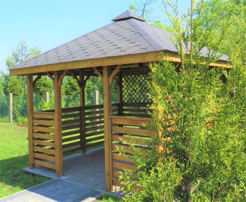 Drewniana Altana Ogrodowa 3x3m, Zadaszenie, Pergola