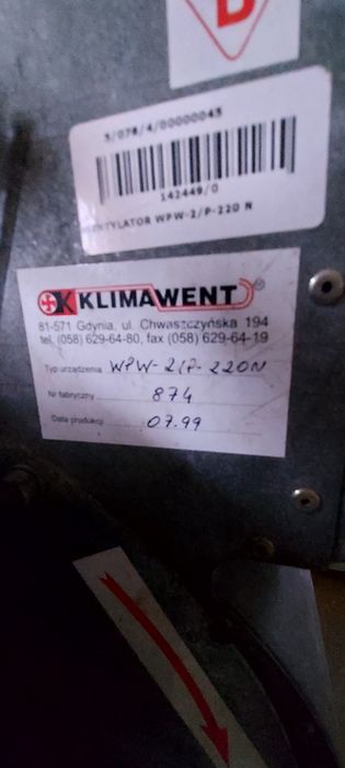 Wyciąg-wentylator -rury  przenośny , wyciągowy Klimawent WPW-2 IP-22