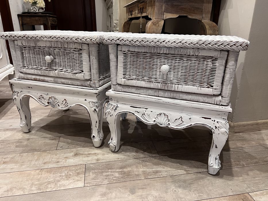 Ludwikowskie komody szafki z ratanem