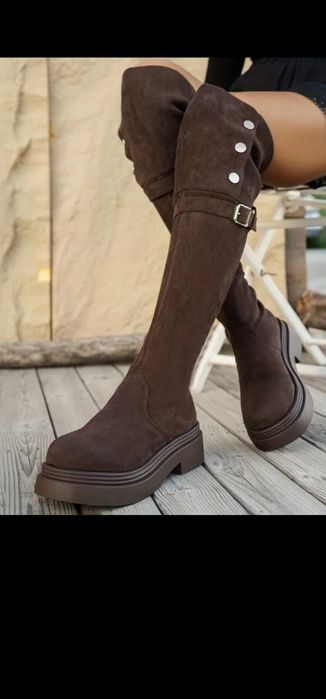 Kozaki czekoladowe za kolano brąz r. 39