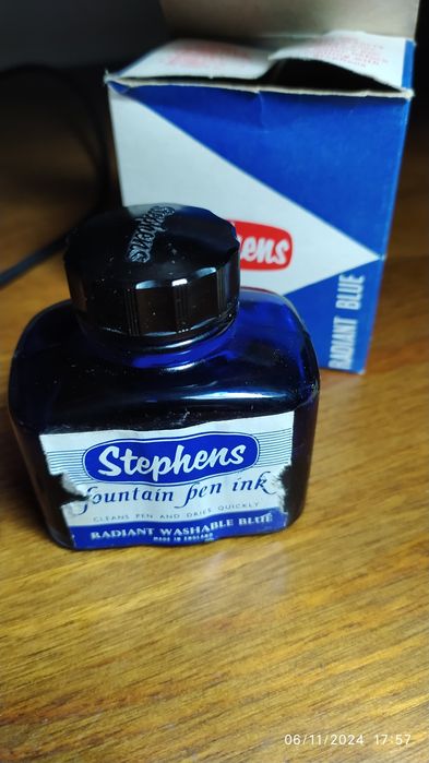 Frasco vintage de tinta da china Stephens - Radiante Blue