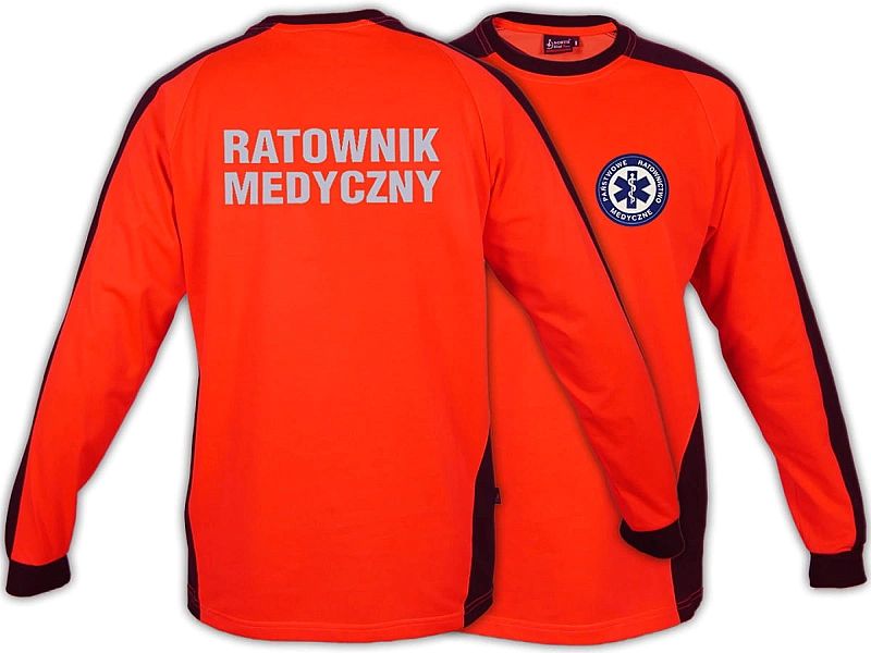 Koszulka ratownicza FLUO męska odblaskowa FUNKCYJNA z długim rękawem (