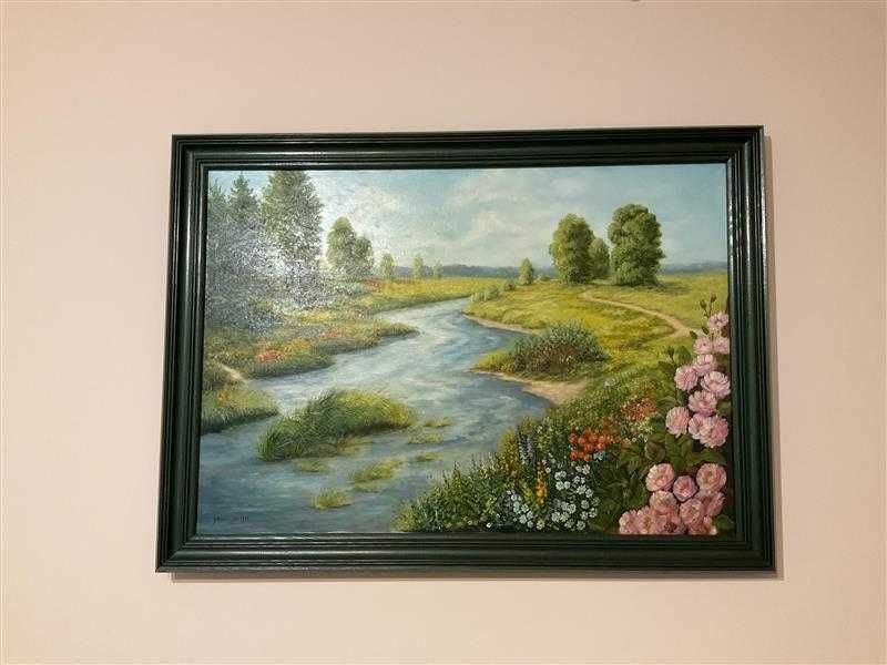 Piękny olejny obraz 70x100cm + rama