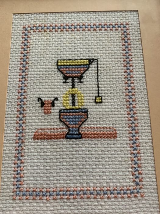 Quadro wc ponto cruz c/ moldura