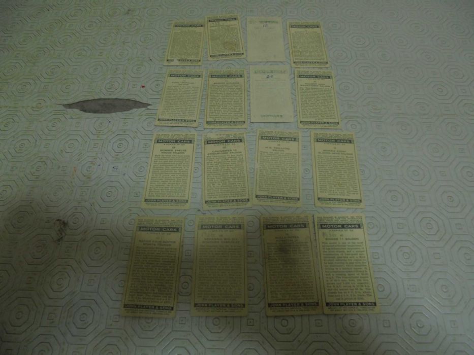 Lote de 16 cromos ingleses de carros, editados em 1936