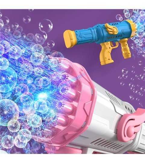 Pistola de Bolhas de Sabão Elétrica com Emissor de Luz - Rosa - Goeik