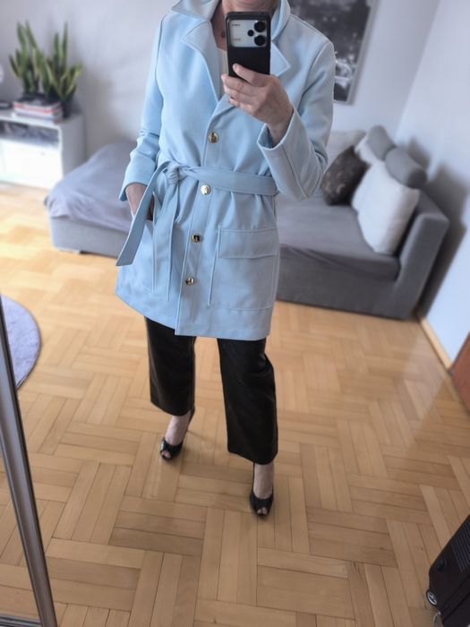 Płaszcze elegancki super gatunek grubszy bawełna  Polski  M/L blue
