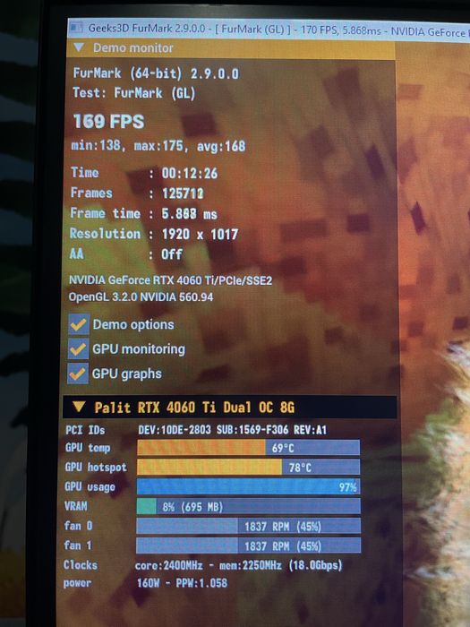 Відеокарта RTX 4060Ti 8 GB Palit