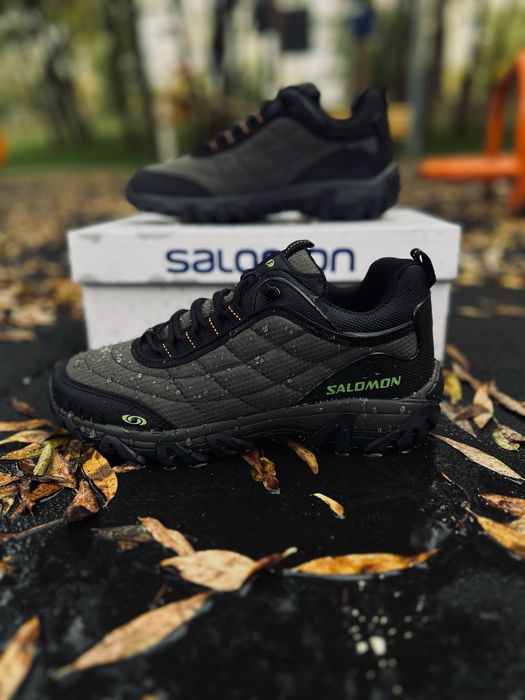 Мужские кроссовки хаки термо salomon Gore-Tex WaterProof  не пропускают воду трекинговые кросовки саламон для дождливой погоды саломон