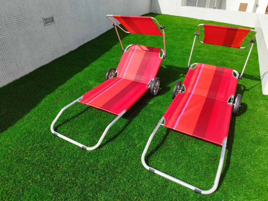 Cadeira espreguiçadeira com rodas como novas