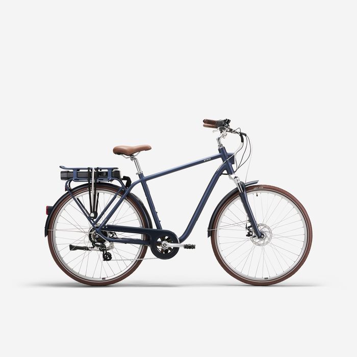 Bicicleta elétrica de cidade elops 900 quadro alto azul marinho