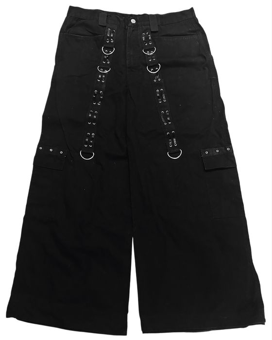 Czarne szerokie spodnie czaszki jak tripp nyc bäres alternative goth