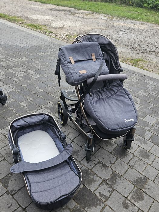Wózek Lionelo 2w1 Mari Grafit plus dostawka dla starszaka