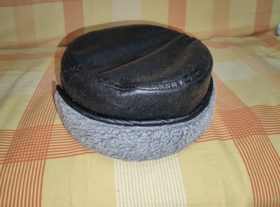 Мужская утеплённая,кожаная шапка, р. 60