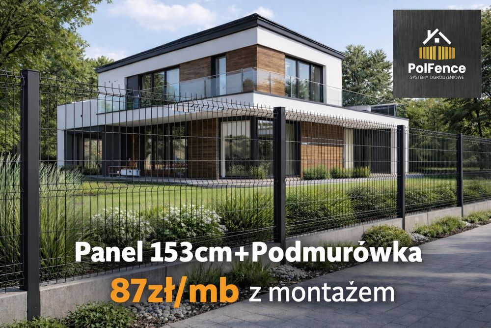Ogrodzenie Panelowe 3d Panel 153cm+Podmurówka