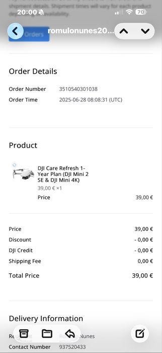 Drone DJi mini 4k com seguro