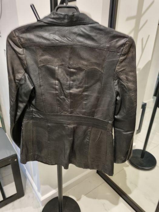 Marynarka/kurtka czarna skórzana vintage S/36