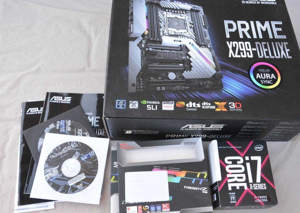 asus prime x299 deluxe  intel core i7 7800x g.skill ddr4- 3000 32GB