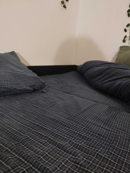 Cama individual / dupla - preto-castanho - 2 gav e 2 colchões