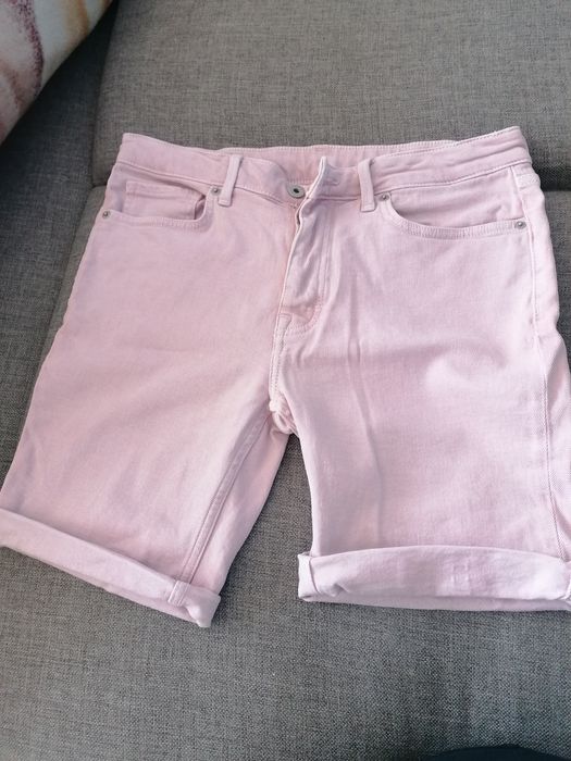 Spodenki  szorty jeans jasny róż/pudrowy róż