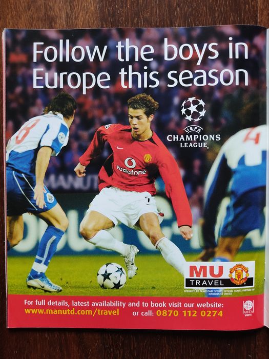 Programa de jogo Manchester United Benfica 2005/06 Champions league