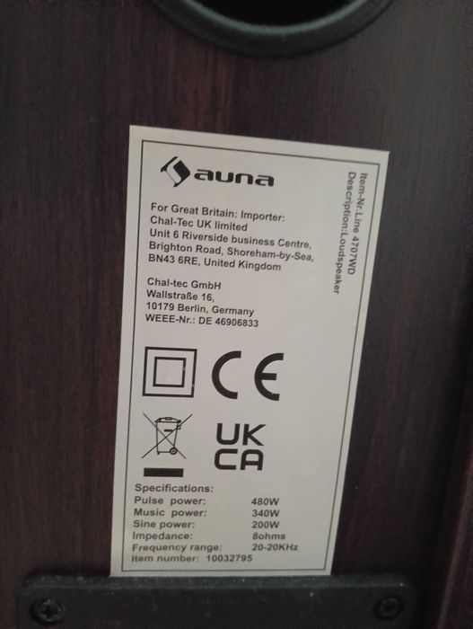 Colunas Auna Line 4707 960W Caixa Hi-Fi de 4 vias (2 unidades) como novas 2023