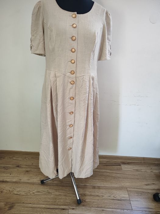 Sukienka 46 len 18 xxxl landhaus vintage retro folk MIDI dirndl