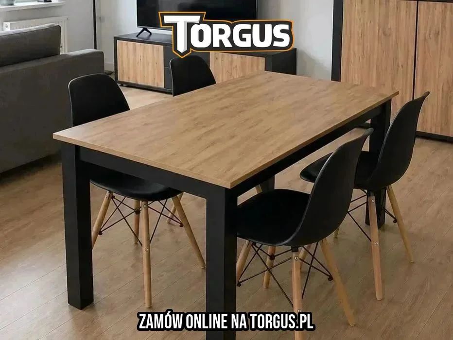 NOWY Stół z Krzesłami do Jadalni Kuchni Salonu Drewniany Craft Czarny 120x80 cm Stół i Krzesła Skandynawskie Meble Do Domu Kuchenny OKAZJA! Faktura