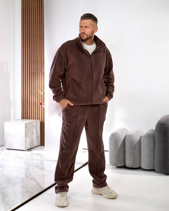 Мужской зимний костюм ДВОЙНОЙ ФЛИС кофта и штаны 46-56 Черный серый