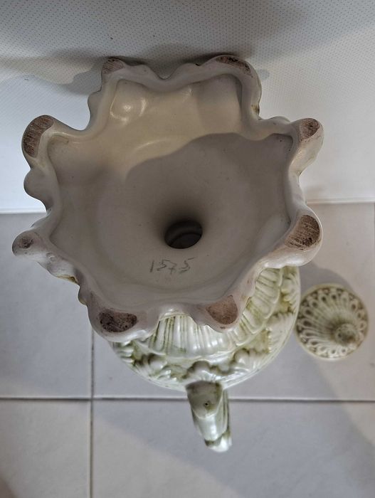 Soberbo Jarrão de Cerâmica, antigo, pintado à mão - 50cm