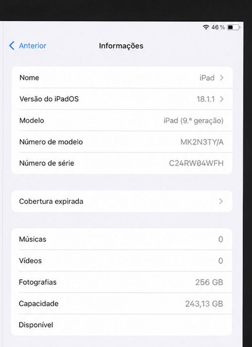 iPad 9.ª Geração 256GB + Apple Pencil 1º + Capa + Caixa Original