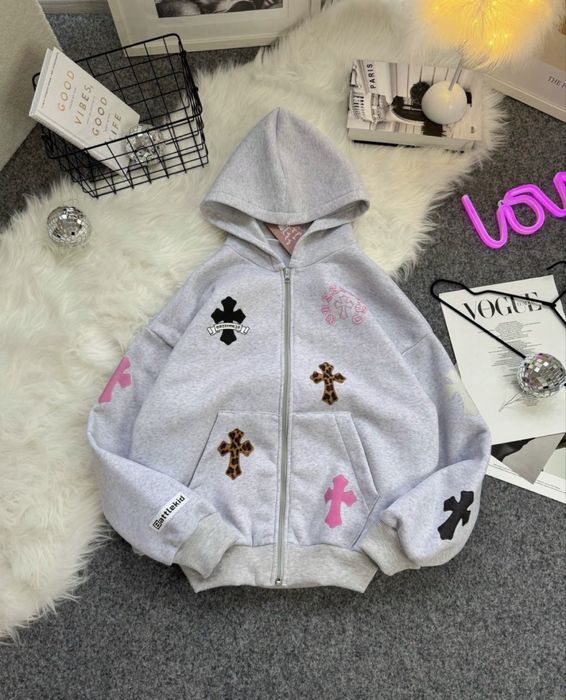 トップス vintage Heart 2piece Толстовка / Базова зіпка / Chrome Hearts / Худі хром хардс / Зіп