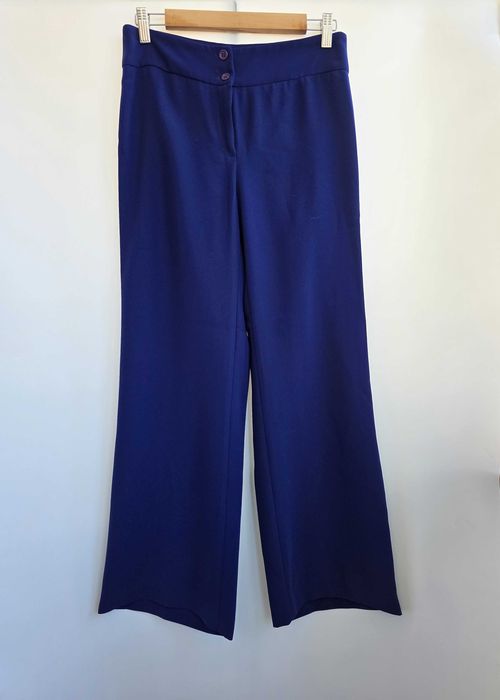 Женские синие брюки с широкими штанинами. Размер 44-46