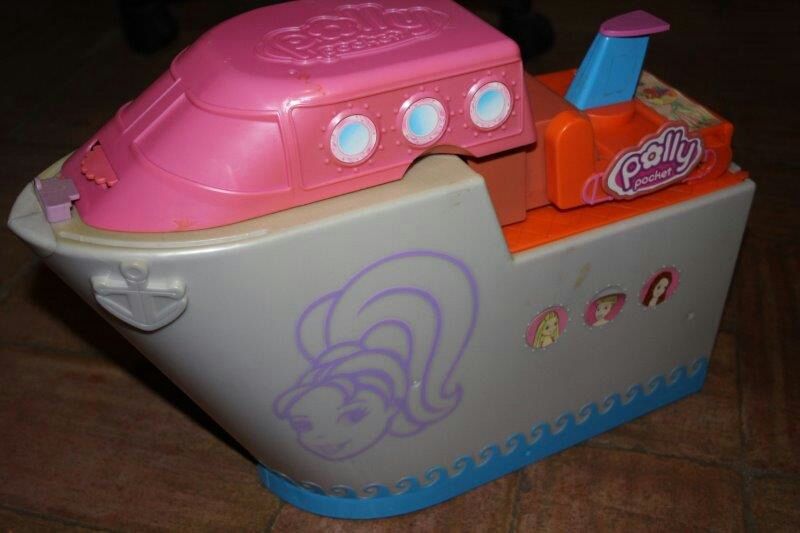 Coleção polly pocket navio cruzeiro + acessórios + pets + polly pocket