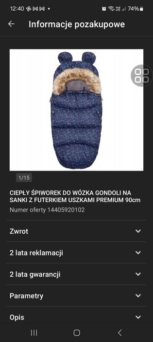 Mega ciepły spiworek do gondoli, wózka, na sanki.