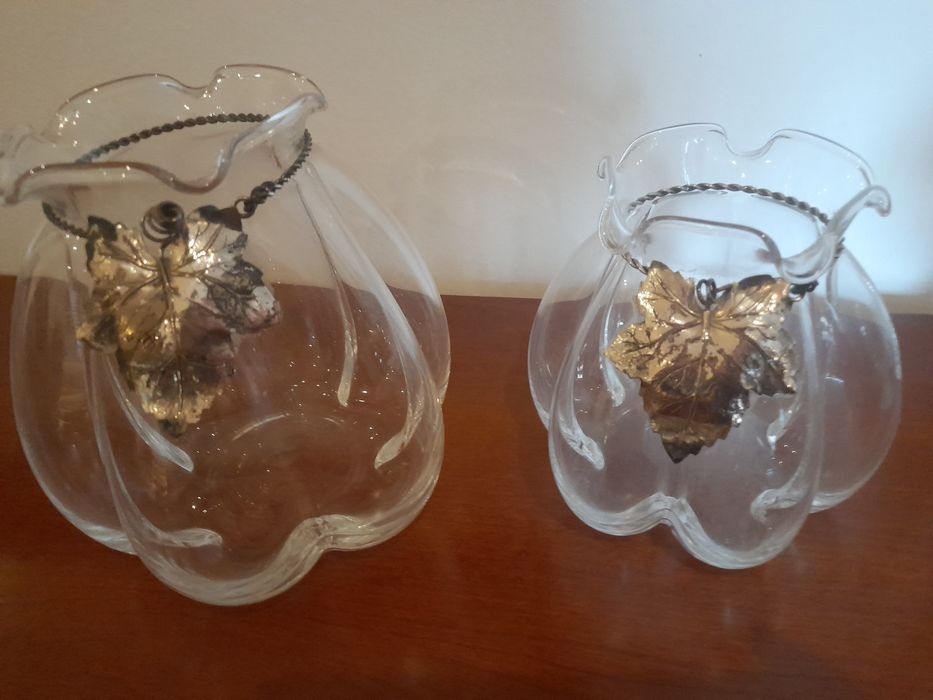 Jarras em cristal com parra em prata laminada
