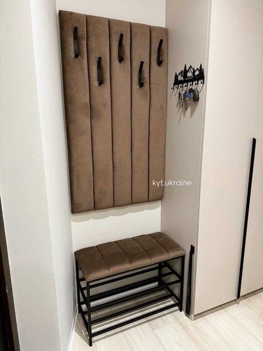 Банкетка для взуття консоль з шухлядою вішак пано з крючками лофт
