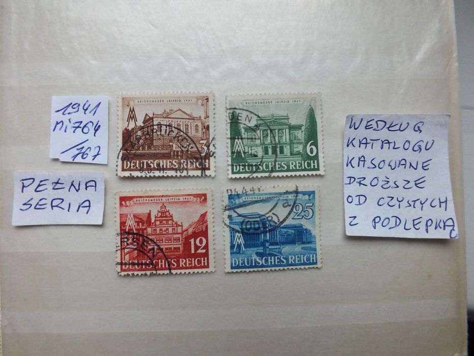 4szt. znaczki pełna seria Mi764 Niemcy 1941r. Lipsk BUDYNKI Rzesza kasowane Reich