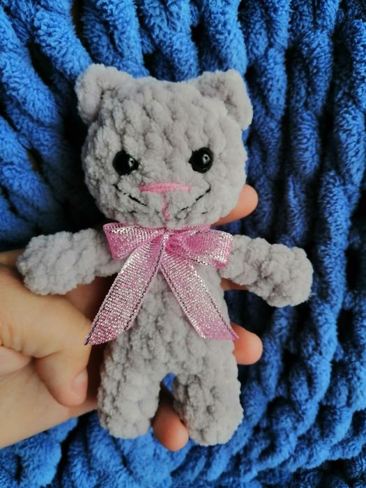 Іграшка котик, кошечка мягкая игрушка, вязаный котенок, киця, мишка