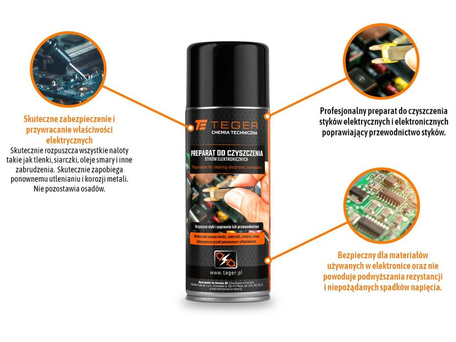 Preparat do czyszczenia styków elektronicznych, 400ml, Teger