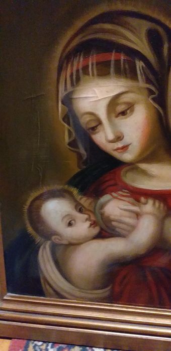 Pintura a oleo senhora do leite